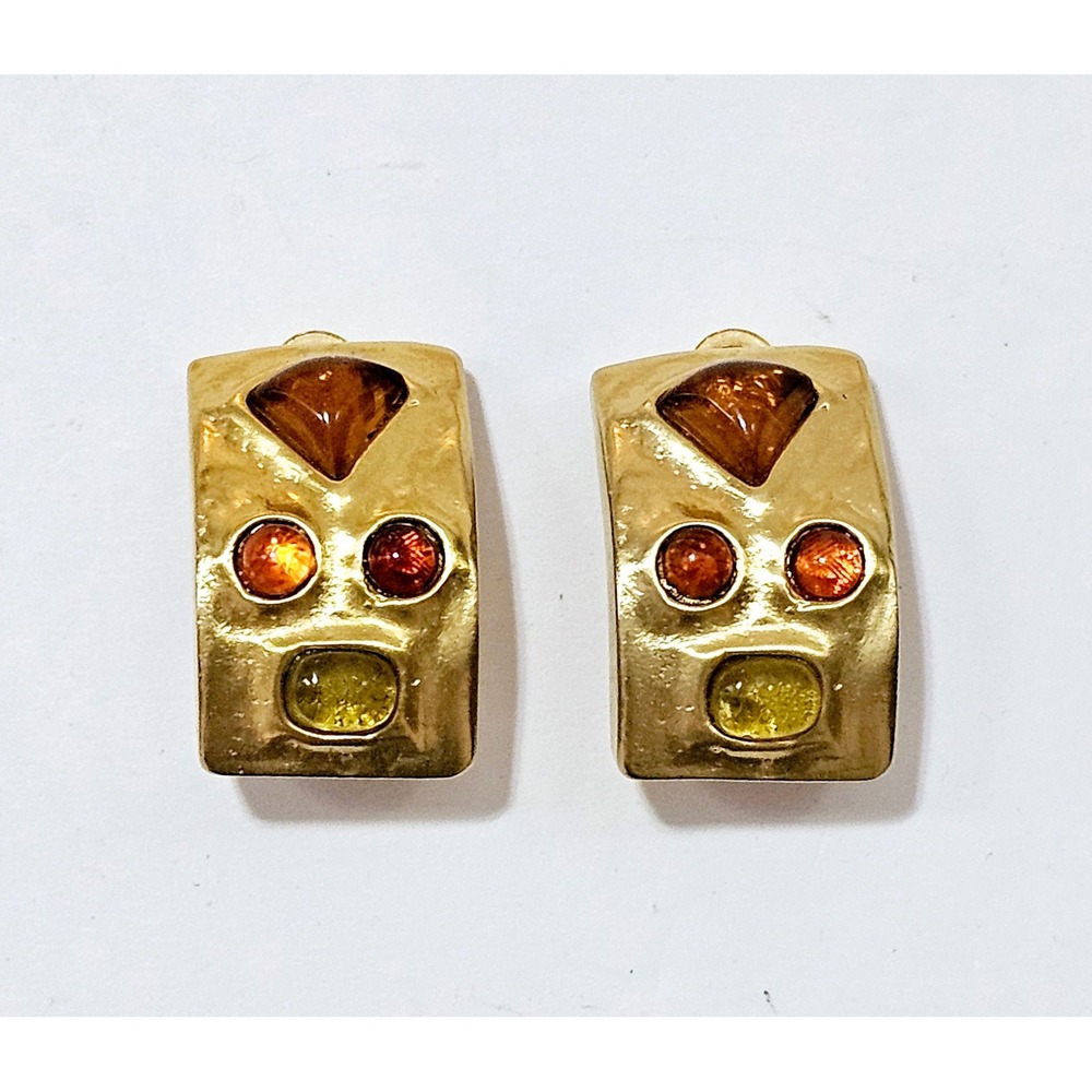 Vintage 1980s Les Bernard Modernist Clip On Earrings